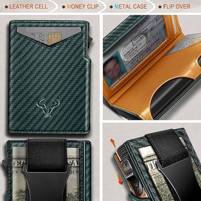 BULLIANT Men Wallet Gift Boxed,Slim Front Pocket Wallet Money Clip Card Holder 3.8"x2.7",Pop-up Access
