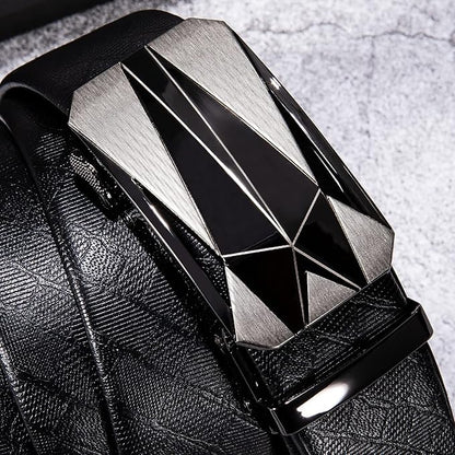 Dubulle Designer Ratchet Belt for Men Leather Fashion Adjustable Automatic Buckle Sliding Removable Dress Casual
