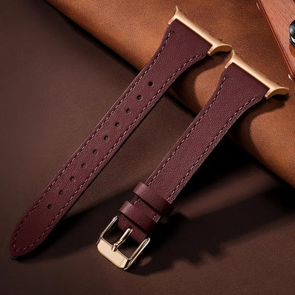 GEAK Slim Leather Band Compatible with Samsung Galaxy Watch 8 40mm 44mm/Watch 8 Classic 46mm, No Gap Adjustable Genuine Leather Replacement Dressy Strap for Samsung Watch 8 Bands Women