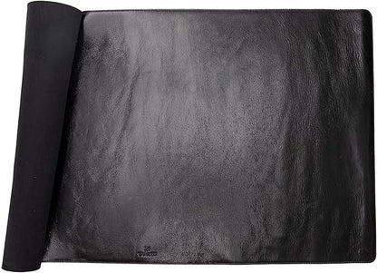 Venito Premium Leather Desk Mat (31.5 X 14.6 inch) - Medium Mouse Mat for Home Office Accessories (Rustic Black)