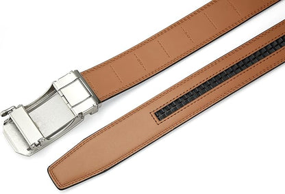 Lingli Men's Belt,Ratchet Dress Belt with Automatic Buckle Brown/Black-Trim to Fit-35mm wide