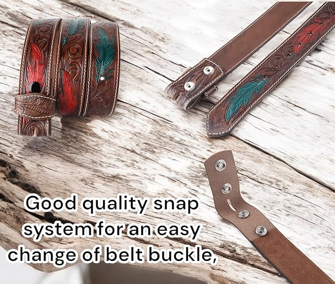 F&L CLASSIC Western Belt without buckle for men – Full Grain Leather Cowboy Belts for jeans - One Piece Leather strap belt