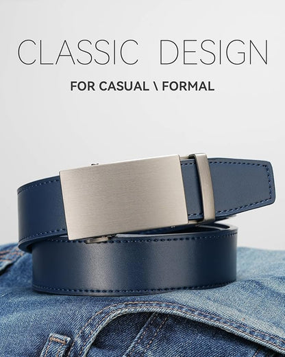 MILORDE Men's Leather Ratchet Belt - 35mm - Customizable Fit