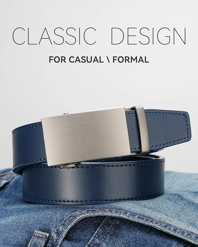 MILORDE Men's Leather Ratchet Belt - 35mm - Customizable Fit