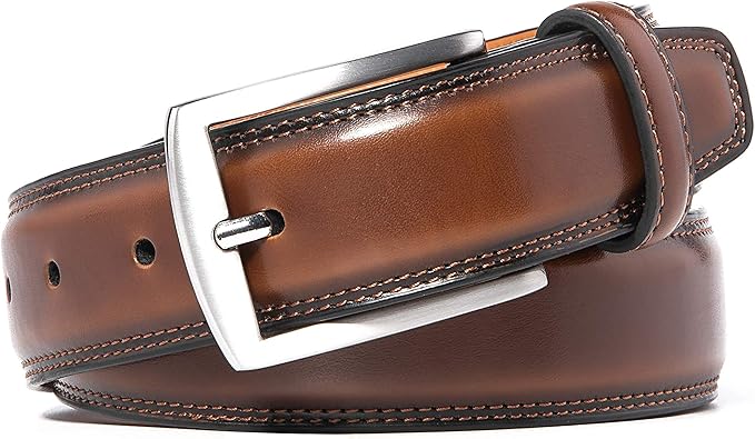 Fabio Valenti Genuine Leather Dress Belts For Men - Mens Belt For Suits, Jeans, Uniform With Single Prong Buckle