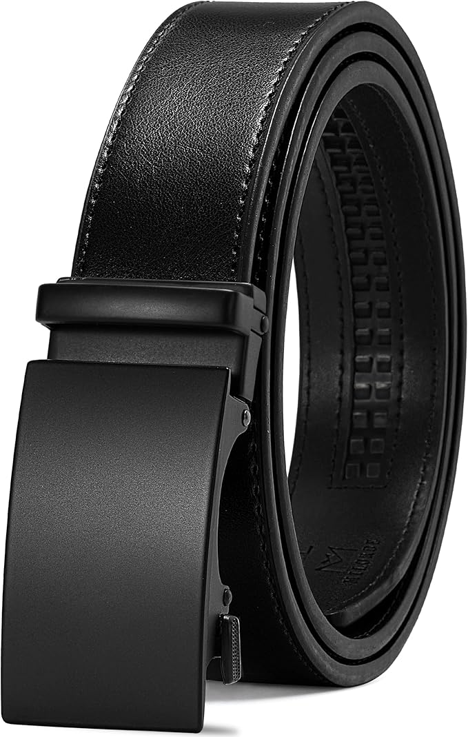 MILORDE Men's Leather Ratchet Belt - 35mm - Customizable Fit