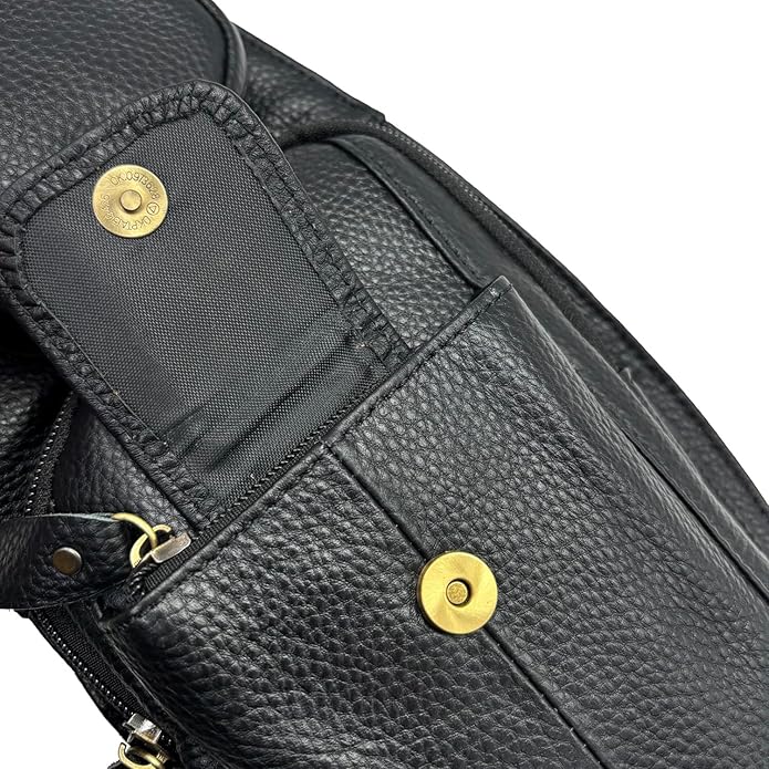 Hebetag Leather Sling Bag Crossbody Backpack for Men Women Travel Outdoor Camping