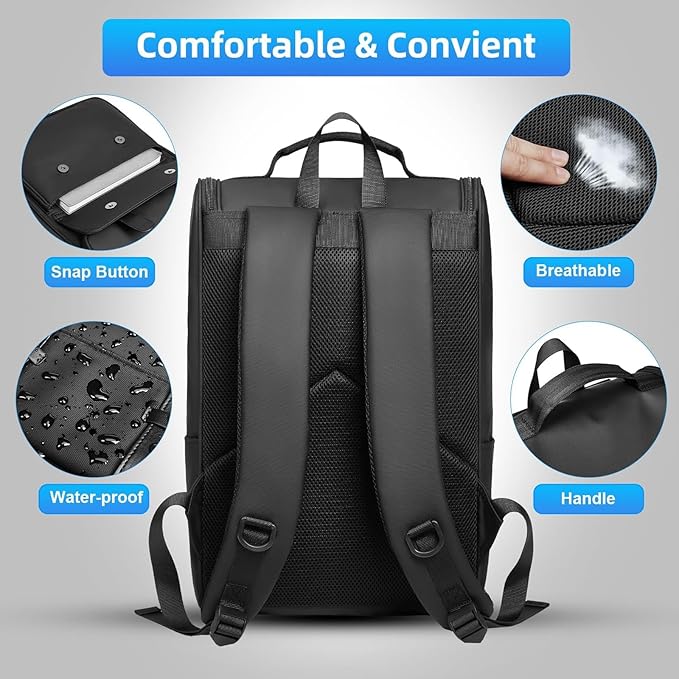 Vintage Laptop Backpack for Men and Women, 15.6 Inch, Waterproof, Business Travel Daypack for Work, Office, College (6608 black)