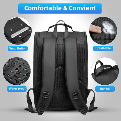 Vintage Laptop Backpack for Men and Women, 15.6 Inch, Waterproof, Business Travel Daypack for Work, Office, College (6608 black)