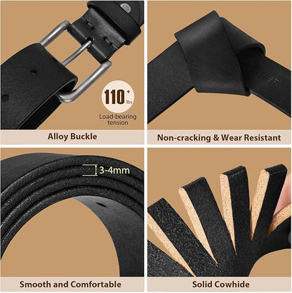 Men's Leather Belt Full Grain Leather Belts for Men Handmade Real Solid Top-Grain Leather Heavy-Duty Work Belt Gifts