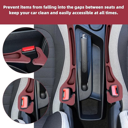 Penitue 2pcs Car Seat Gap Filler, No Drop Guard Universal Gap Organizer Between Seat and Console Prevents Phone Keys Cards Falling (Red)