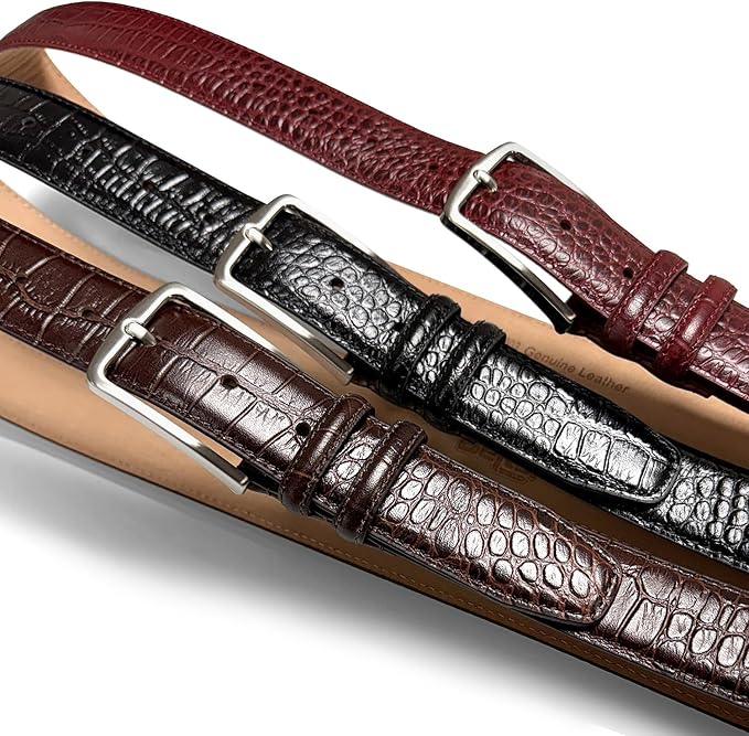Men's Oil-Tanned Genuine Leather Dress Classic Belt 1-1/8"(30mm) or 1-3/8"(35mm) Wide One Piece Dress Belt