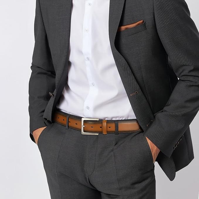 Men's Genuine Leather Dress Belt, 1 3/8" Classic Mens Jeans Pants Belt for Work Business Casual Golf