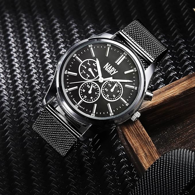Stainless Steel Mesh Watch Band for Mens Women, Quick Release Mesh Watch Straps 18mm 20mm 22mm 24mm （22mm Black）