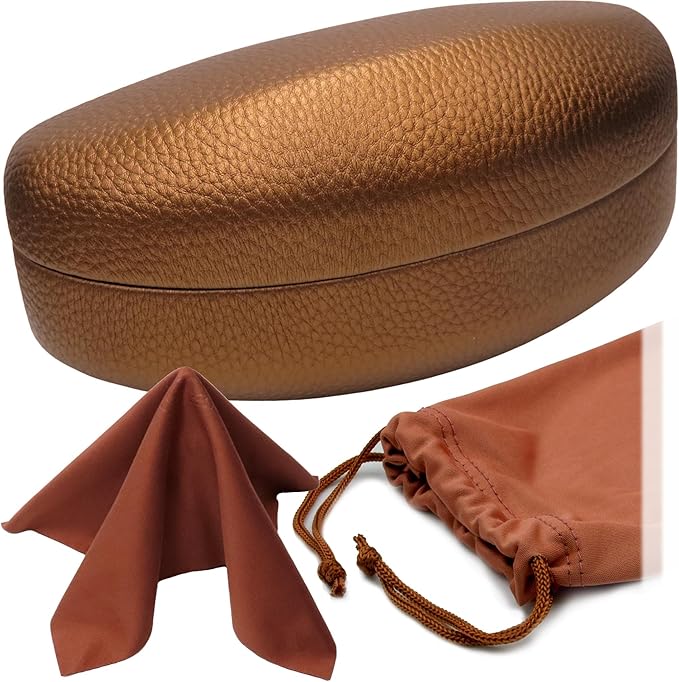 MyEyeglassCase® Large Hard Sunglasses Case | fits Large curved Sunglasses, with microfiber bag and cleaning cloth