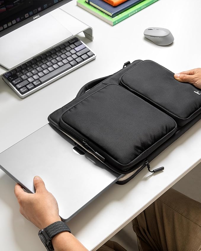 tomtoc Laptop Shoulder Bag for 2026 14 Inch MacBook Pro M5/M4/M3/M2/M1 Pro/Max 2026-2021, 13.5-14.4 Surface Laptop 7/6/Studio 2, Surface Book 3, 360 Protective Case Fit Asus VivoBook
