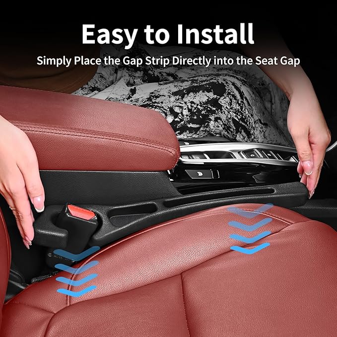Car Seat Gap Filler, Car Seat Accessories, Car Organizers and Storage with Phone Holder, Car Organizer Fit Sedan SUV Truck Black Set of 2