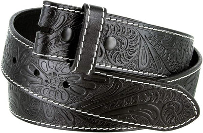 Genuine Full Grain Western Engraved Tooled Leather Strap or Belt 1-1/2" Wide