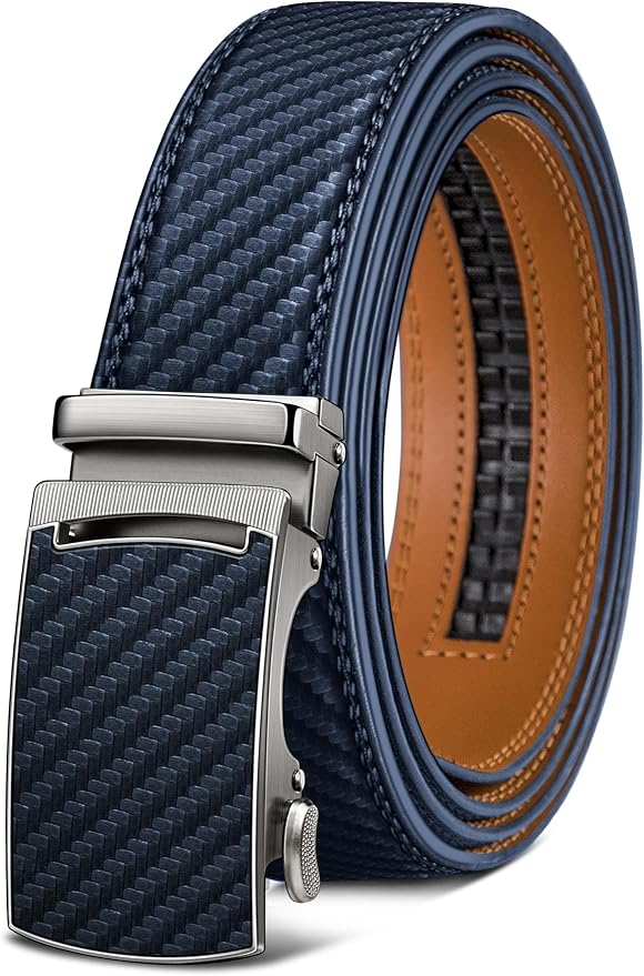 KEMISANT Belt Men, Sliding Ratchet Belt Genuine Leather For Gift Mens Dress Pants Oxfords,Size Adjustable