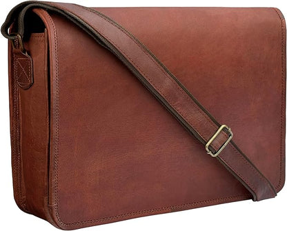 RUSTIC TOWN 15 inch Vintage Crossbody Full Grain Leather Laptop Messenger Bag