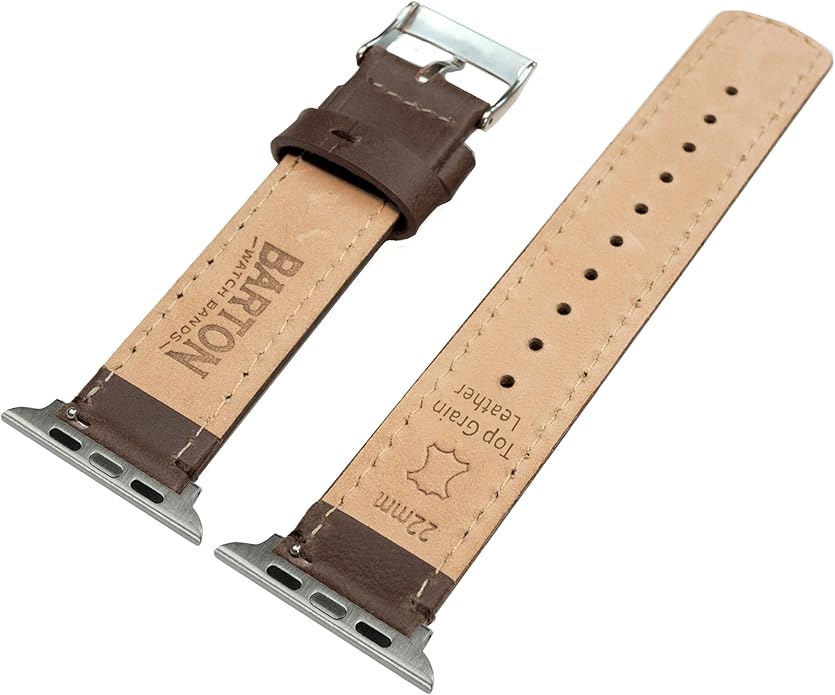 BARTON WATCH BANDS - Top Grain Leather Watch Bands Compatible with Apple Watch Models - 1, 2, 3, 4, 5, 6, 7, 8, 9, 10, SE, Ultra & Ultra 2