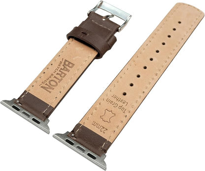BARTON WATCH BANDS - Top Grain Leather Watch Bands Compatible with Apple Watch Models - 1, 2, 3, 4, 5, 6, 7, 8, 9, 10, SE, Ultra & Ultra 2