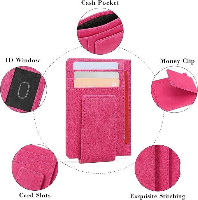 Magnetic Closure Slim Wallet for Men Leather RFID Blocking Minimalist Front Pocket Money Clip Wallet Credit Card Holder