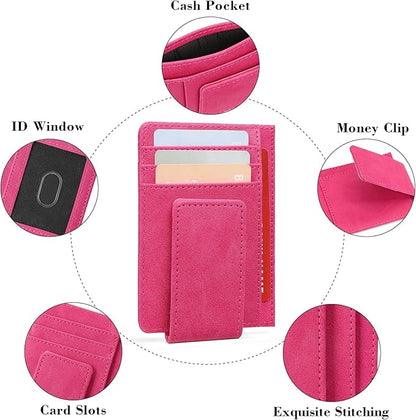 Magnetic Closure Slim Wallet for Men Leather RFID Blocking Minimalist Front Pocket Money Clip Wallet Credit Card Holder