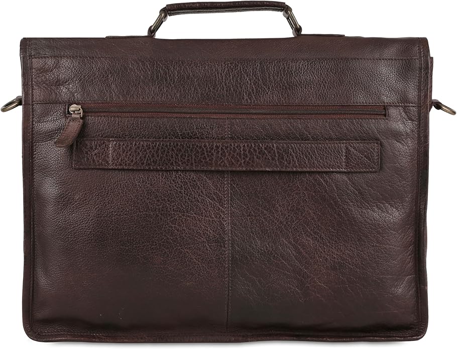 Leather briefcase 18 inch laptop messenger bag for men and women best satchel office bag