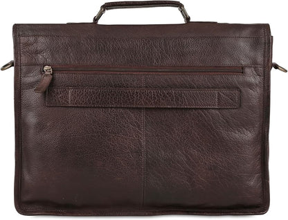 Leather briefcase 18 inch laptop messenger bag for men and women best satchel office bag