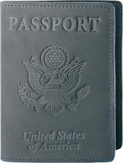 Passport Wallets and Vaccine Card Holder Combo,RFID Blocking Genuine Leather Passport Holder Cover Case with CDC Vaccination Card Slot, Leather Travel Documents Organizer Protector for Women