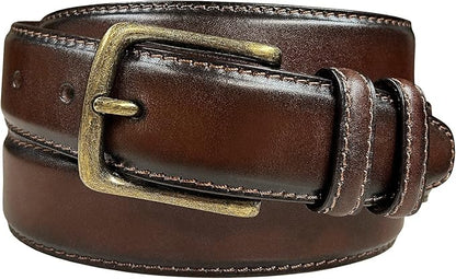 Men's Oil-Tanned Genuine Leather Dress Classic Belt 1-1/8"(30mm) or 1-3/8"(35mm) Wide One Piece Dress Belt