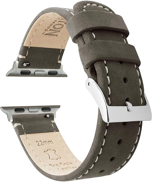 BARTON WATCH BANDS - Top Grain Leather Watch Bands Compatible with Apple Watch Models - 1, 2, 3, 4, 5, 6, 7, 8, 9, 10, SE, Ultra & Ultra 2