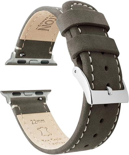 BARTON WATCH BANDS - Top Grain Leather Watch Bands Compatible with Apple Watch Models - 1, 2, 3, 4, 5, 6, 7, 8, 9, 10, SE, Ultra & Ultra 2