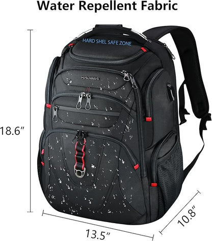 KROSER TSA Friendly Travel Laptop Backpack 17.3 inch XL Computer Backpack Water-Repellent College Daypack Business Backpack with RFID Pockets & USB Port for Men/Women-Black