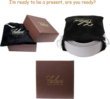 Falari Men Genuine Leather Casual Dress Belt With Single Prong Buckle, Classic Style Belt