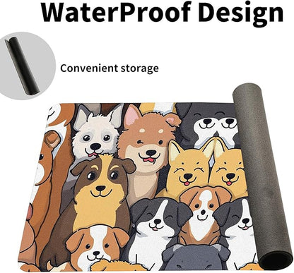 Positively Adorable Dog Desk Mat - 23.62 * 11.81in Desk Pad, Large Non-Slip PU Leather Pad for Aesthetic Home Office & Gaming,A Gift for Dog Lovers