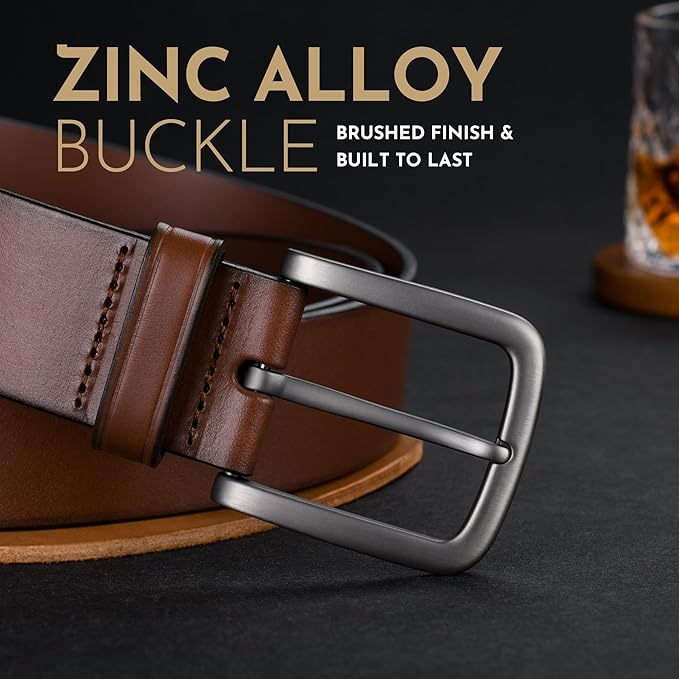Buffway Men's Leather Belt,1.5" Handmade Top-Grain Leather–Durable,Comfortable,Suitable for Everyday Formal & Casual Wear