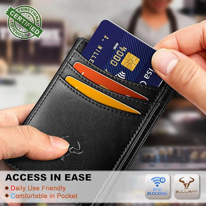 BULLIANT Slim Wallet For Men 12Cards,Magnetic Flip Build-in Money Clip Airtag Compatible-RFID Blocking