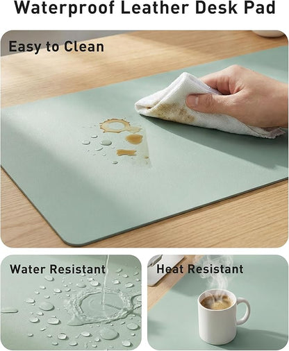 Aothia Faux Leather Desk Mat - Large Mouse Pad, Non-Slip PU Leather Blotter, Waterproof Writing Surface for Office and Home (Light Blue, 42" x 17")