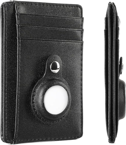 Slim Minimalist Wallet PU Genuine Leather Carbon Fiber RFID Blocking Front Pocket Wallet for Men Women Lightweight Credit Card Holder