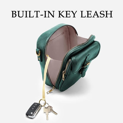 Small Messenger Bag Vegan Leather Crossbody Bag for Women Men, Vintage Cross Body Shoulder Purse with Card Slots