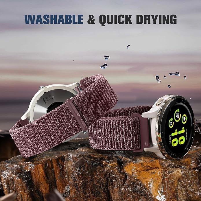 18mm 20mm 22mm Hook and Loop Watch Band Compatible with Garmin Vivoactive 5/ Vivoactive 6/ Vivoactive 3, Soft Nylon Breathable Sport Strap for Venu 2S/ Venu3S/ Forerunner 265s,Venu 3/ Venu 2 Men Women