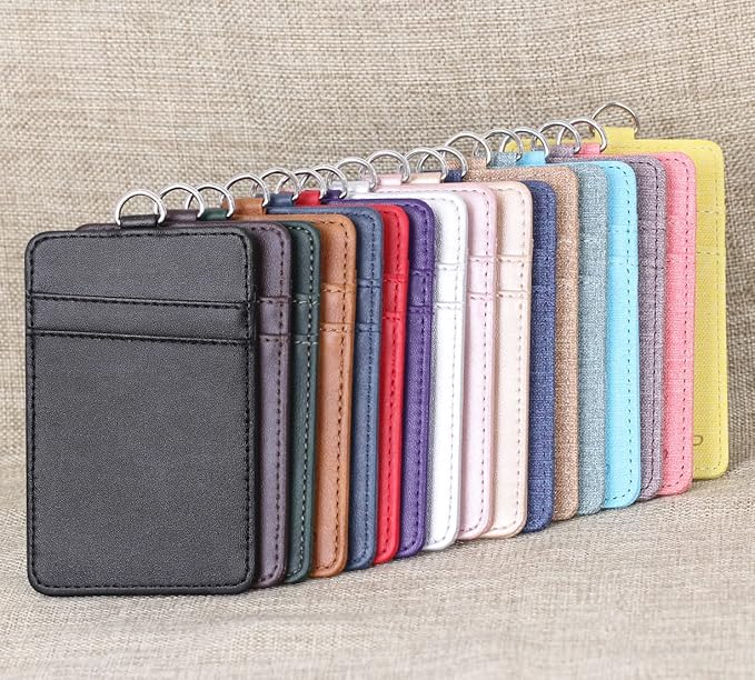 Leather Badge Holder and Adjustable Retractable Lanyards, Quick Release Buckle and Safety Breakaway Lanyards with Swivel Metal Clasp for Offices, Staff, Students, Employees