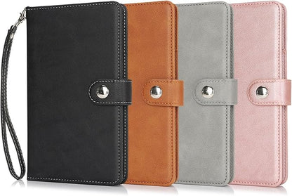 Passport Holder for Travel Essentials, RFID Blocking PU Leather Wallet Cover with Wristlet Strap Magnetic Closure Passport Book Holders Case for Women and Men, Rose Gold