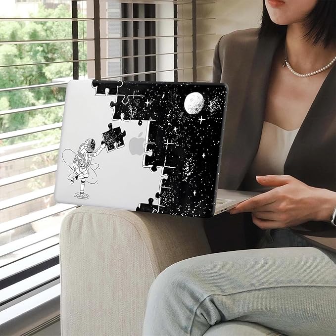 KEROM Compatible for MacBook Pro 13 Inch Case 2025 2024 2023 2022-2016 M2 M1 A2338 A2289 A2251 A2159 A1989 A1706 A1708, Cute Aesthetic Protective Plastic Hard Shell & Keyboard Cover, Space Puzzle