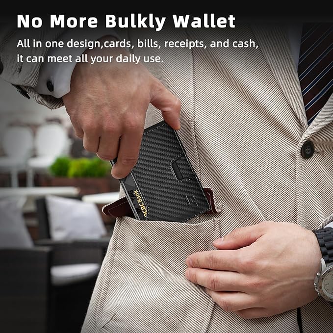 Slim Minimalist Wallet for Men- Money Clip Wallet | Bifold Men Wallets | RFID Blocking Wallet | Genuine Leather Wallets for Men | 12 Card Holder Mens Wallet | Mens Front Pocket wallet