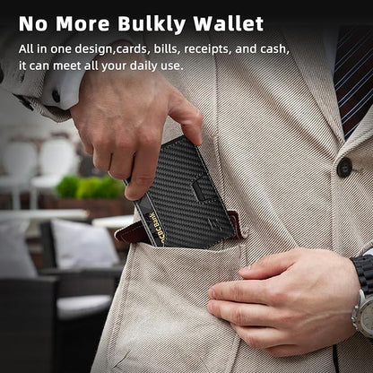 Slim Minimalist Wallet for Men- Money Clip Wallet | Bifold Men Wallets | RFID Blocking Wallet | Genuine Leather Wallets for Men | 12 Card Holder Mens Wallet | Mens Front Pocket wallet
