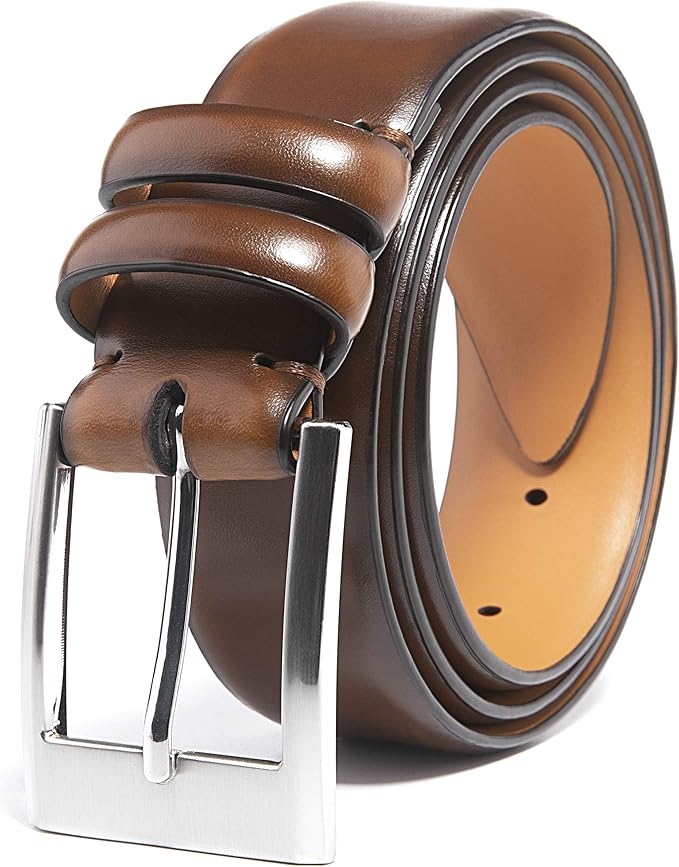 Fabio Valenti Genuine Leather Dress Belts For Men - Mens Belt For Suits, Jeans, Uniform With Single Prong Buckle