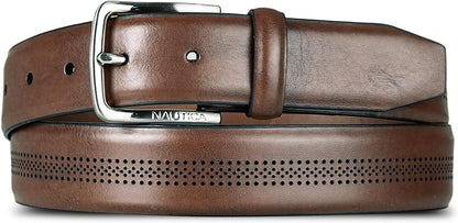 Nautica Men's Dress Leather Belt for Suits and Pants | Classic | Business | Fashion | Adjustable | Metal Buckle
